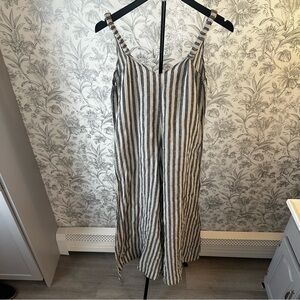 La Bottega Di Brunella Linen Striped Jumpsuit in Gray and White